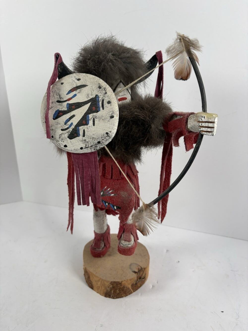 Handmade Buffalo Warrior Native American Archer Folk Art Sculpture Missing Arrow